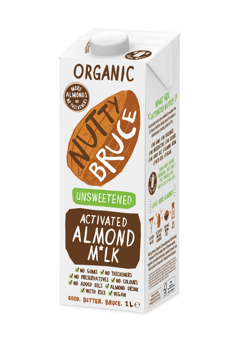 Nutty Bruce-activated Almond Milk_2-MAIN Front on photo view of packaging - Buy on NOSH Direct Hong Kong